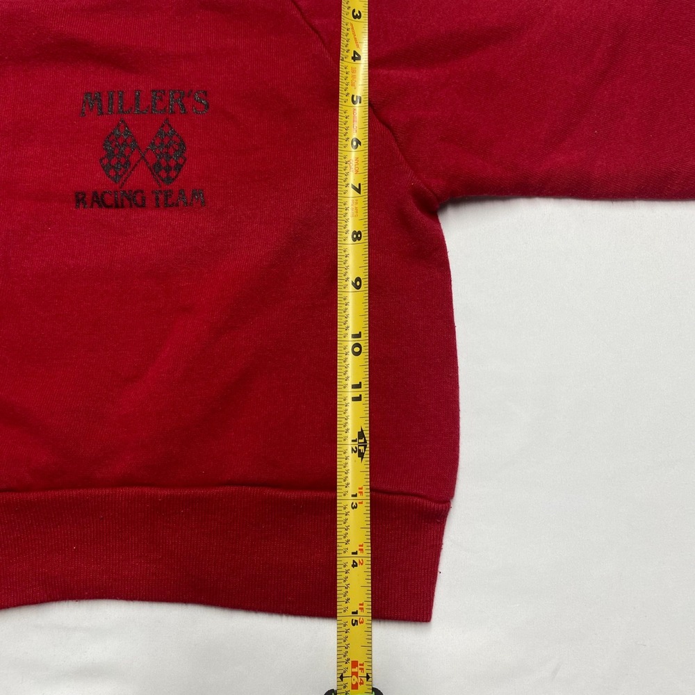 Vintage Jerzees Millers Racing Team Red Crewneck Sweatshirt Kids S 6-8 USA Made - Picture 6 of 7